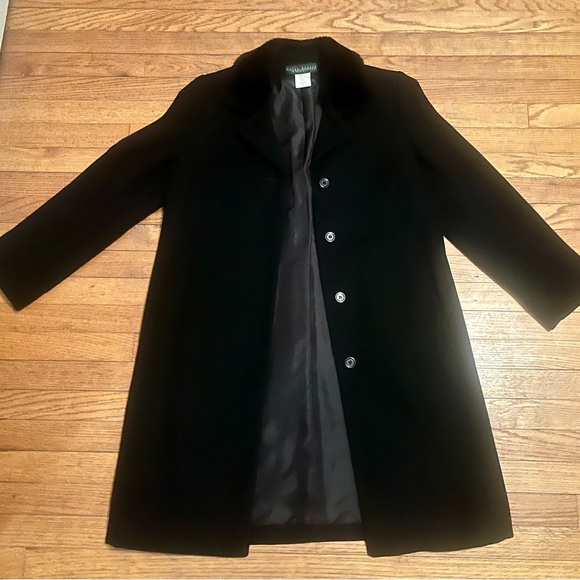 Harve Benard Jackets & Blazers - Vintage Minimalist Black Wool Coat with Faux Fur Collar by Harve Benard Size 10